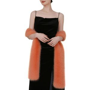 7787 71" X 6" Faux Fur Long Scarf For Women – Soft Plush Winter Wrap,